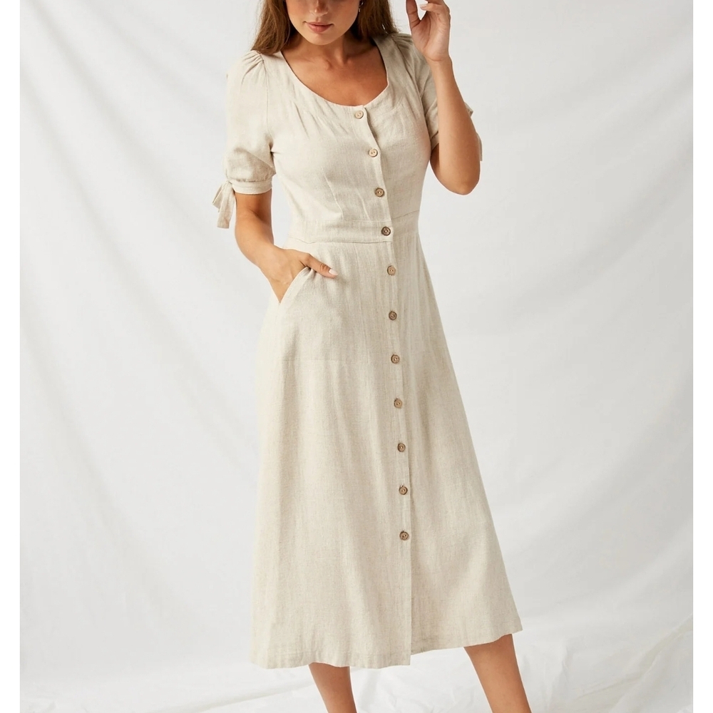 Elegant Cream Midi Dress